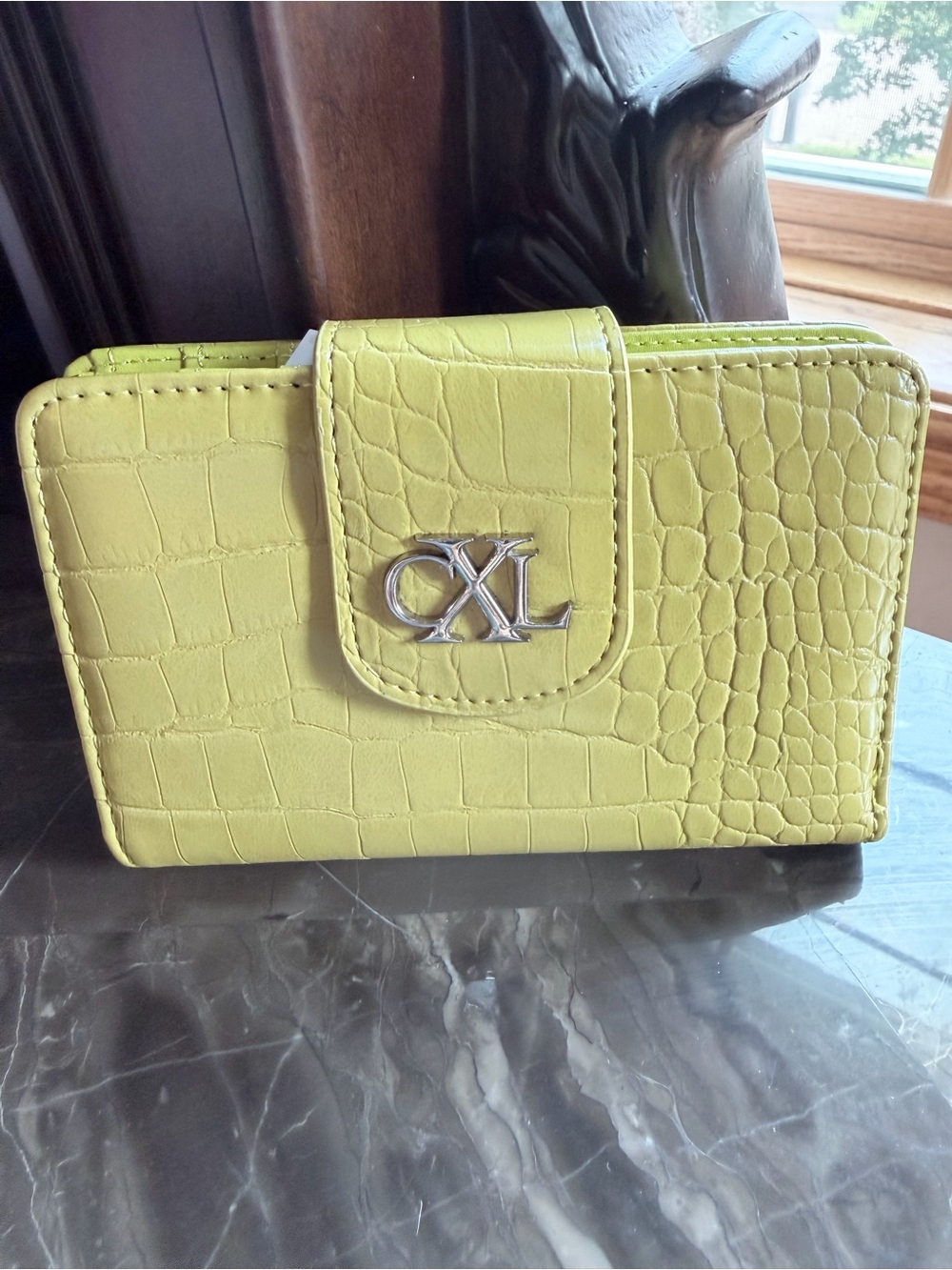 New With Tags Lime Croc-Embossed Phone Wallet Case